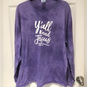 Purple XL long sleeved tee - y’all need Jesus